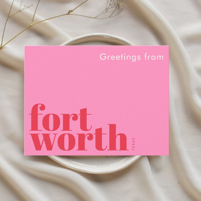 Carte Postale Fort Worth Texas moderne rose rouge (Créateur téléchargé)