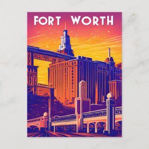 Carte Postale Fort Worth, Ville en couleurs vives, Voyage