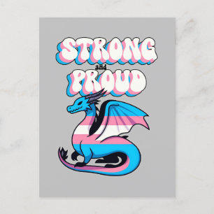 Carte Postale Forte Et Fière - Dragon De Fierté Transgenre