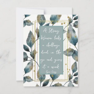 Carte Postale Forte Femme Message positif Gold Green Foliage