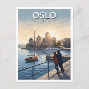 Carte Postale Forteresse d'Akershus et port de Pipervika Oslo No
