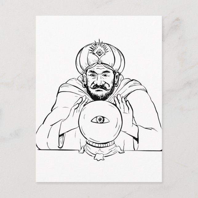 Carte Postale Fortune Teller Crystal Ball Drawing (Devant)
