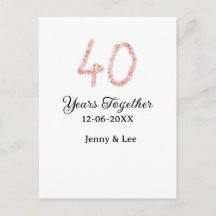Forty years together black pink glitter bold lette