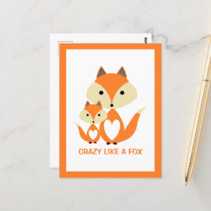 Carte Postale Fou comme un Fox, Orange Fox Burlap