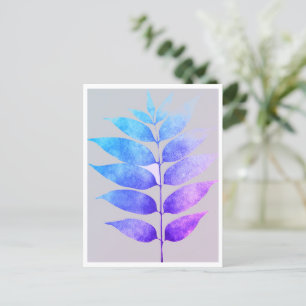Carte postale - Fougère bleue/violette/rose