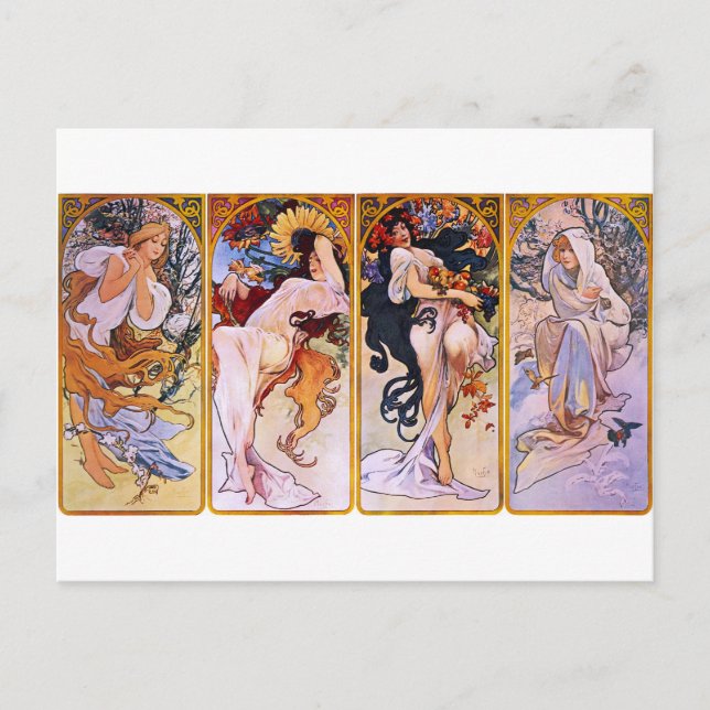 Carte Postale Four Seasons par Alphonse Mucha (Devant)