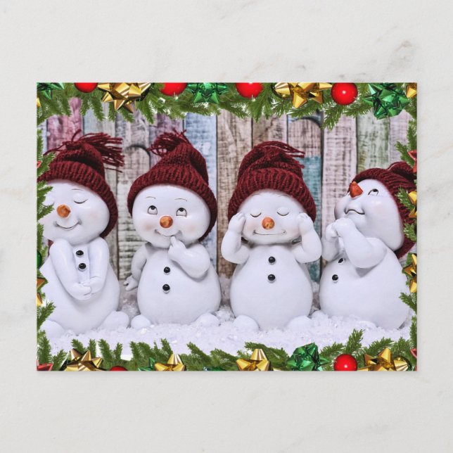 Carte Postale Four smiling toy snowmen (Devant)
