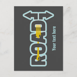 Carte Postale Fourche dans la route art texte typographique