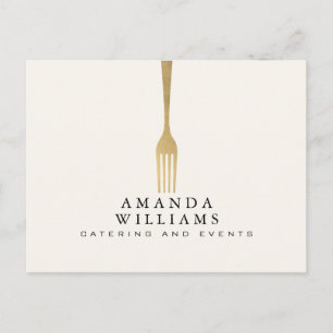 Carte Postale Fourchette en Or Faux Moderne Logo Ivoire pour Tra