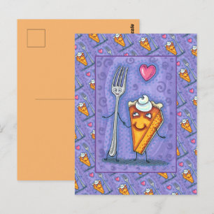 CARTE POSTALE FOURCHETTE & TARTE À LA CITROUILLE, FAITS L'UN POU