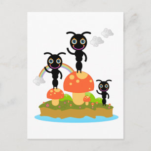 Carte Postale Fourmis et champignons