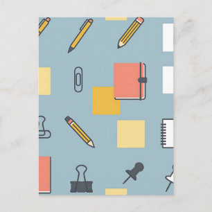 Carte Postale Fournitures de bureau Chaos Crayons Cahiers Post-i
