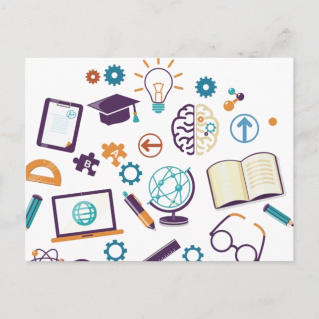 Carte Postale Fournitures scolaires de rentrée scolaire (Devant)