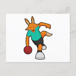 Carte Postale Fox à Bowling avec Bowling ball