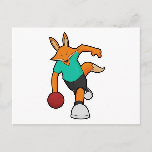 Carte Postale Fox à Bowling avec Bowling ball (Devant)