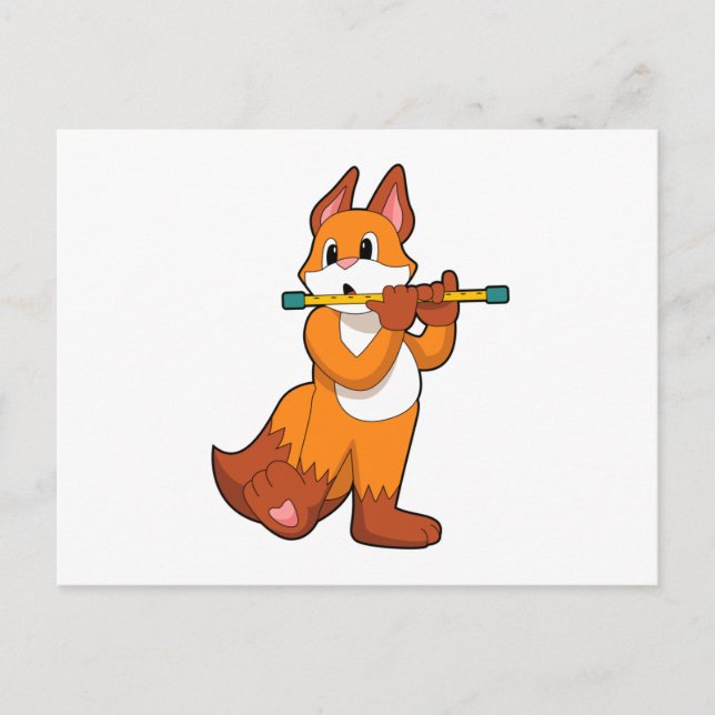 Carte Postale Fox à la musique avec Flute.PNG (Devant)