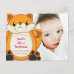Carte Postale Fox Baby shower rose