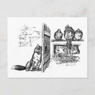 Carte Postale Fox Eavesdropping sur les poulets