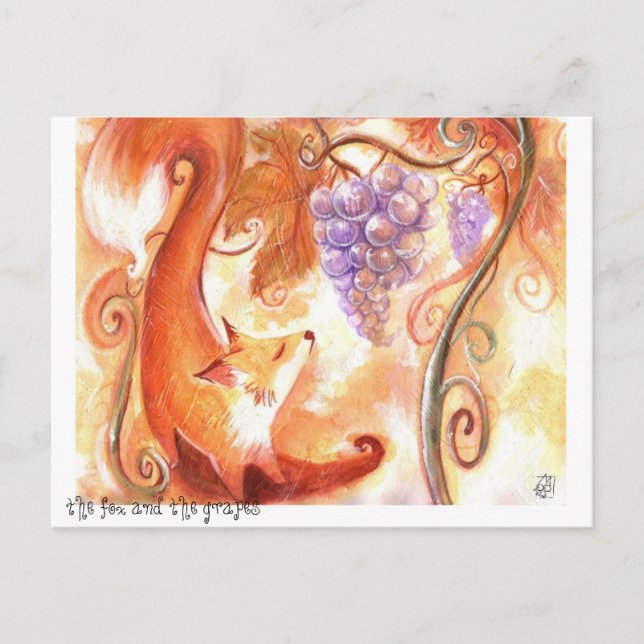 Carte postale Fox et raisins (Devant)