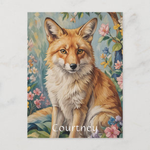 Carte Postale Fox Floral : Un Renard Parmi Les Fleurs
