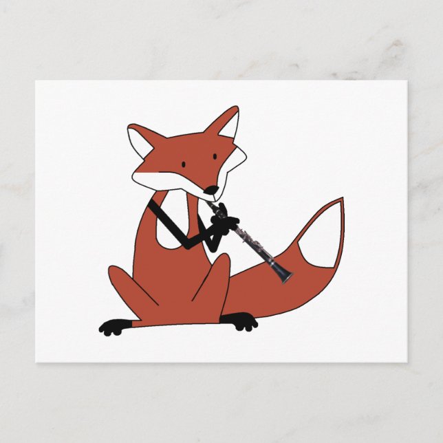 Carte Postale Fox Jouer au Clarinet (Devant)
