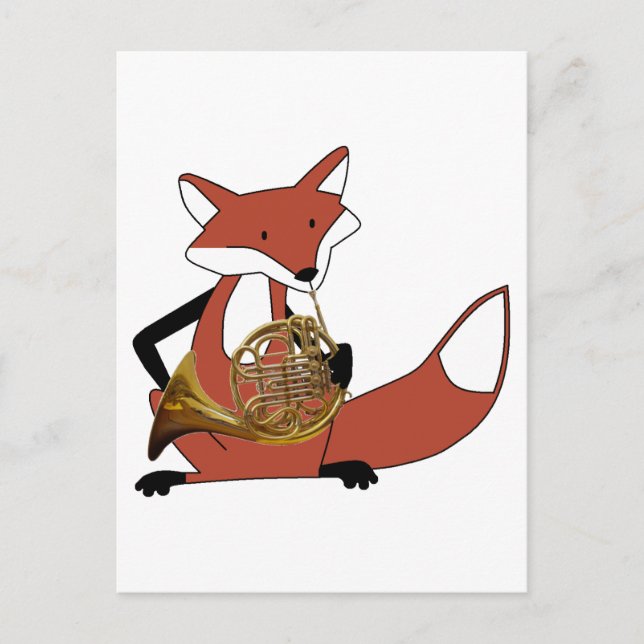 Carte Postale Fox Jouer la Corne française (Devant)