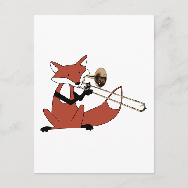 Carte Postale Fox Jouer le Trombone (Devant)