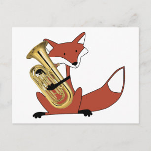 Carte Postale Fox Jouer l'Euphonium