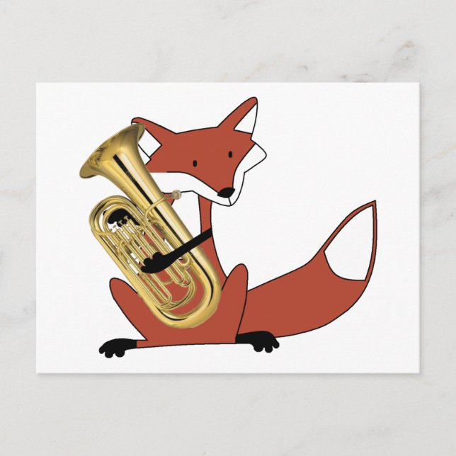 Carte Postale Fox Jouer l'Euphonium (Devant)