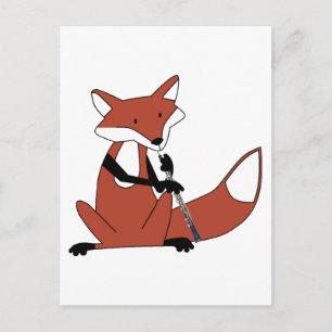 Carte Postale Fox Jouer l'Oboe