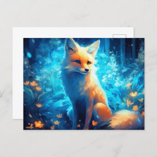 Carte Postale fox lumière bleue