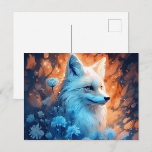 Carte Postale fox lumière bleue