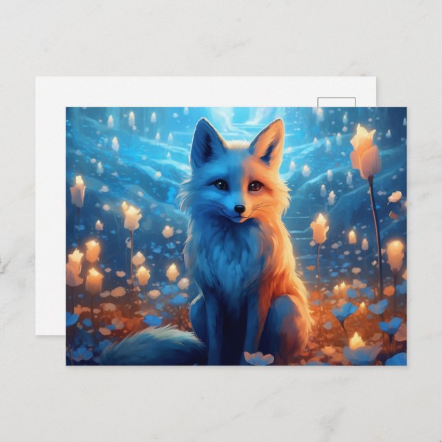 Carte Postale fox lumière bleue (Devant / Derrière)