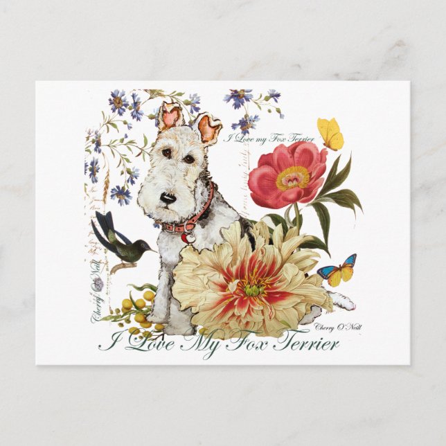 Carte Postale Fox Terrier Garden (Devant)