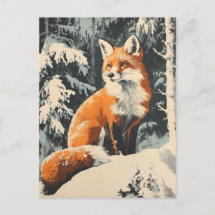 Carte Postale Fox Winter vintage