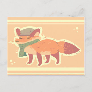 Carte Postale Fox with Hat and Scarf Postcard