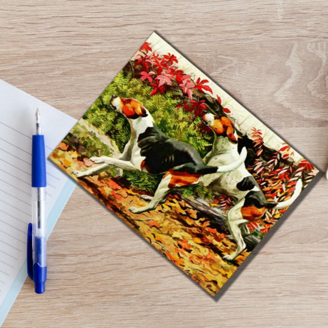 Carte Postale Foxhounds (anglais et américain) en bois d'automne (Créateur téléchargé)