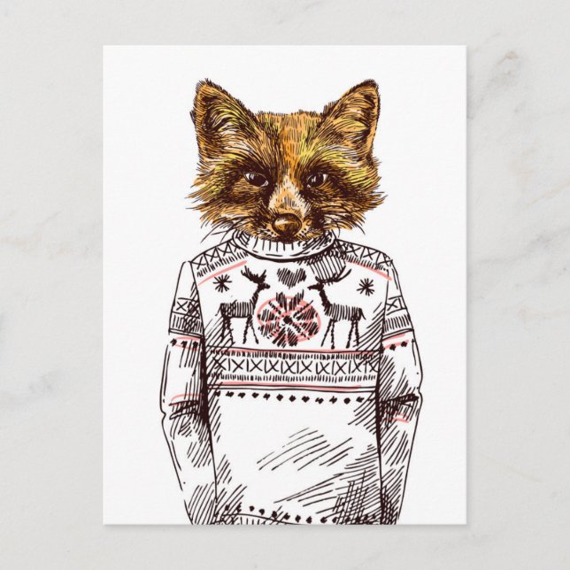 Carte Postale Foxy habillé Fox (Devant)