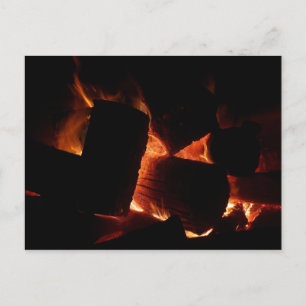 Carte Postale Foyer de feu de bois de chauffage d'hiver