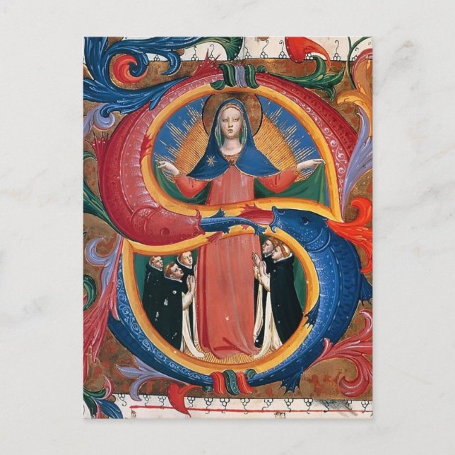 Carte Postale Fra Angelico : Madonna de la Miséricorde avec des  (Devant)