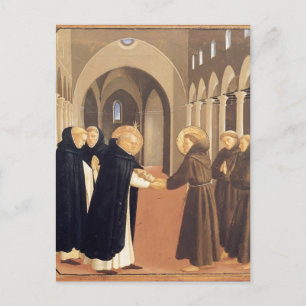 Carte Postale Fra Angelico-Rencontre des saints. Dominic & Franc