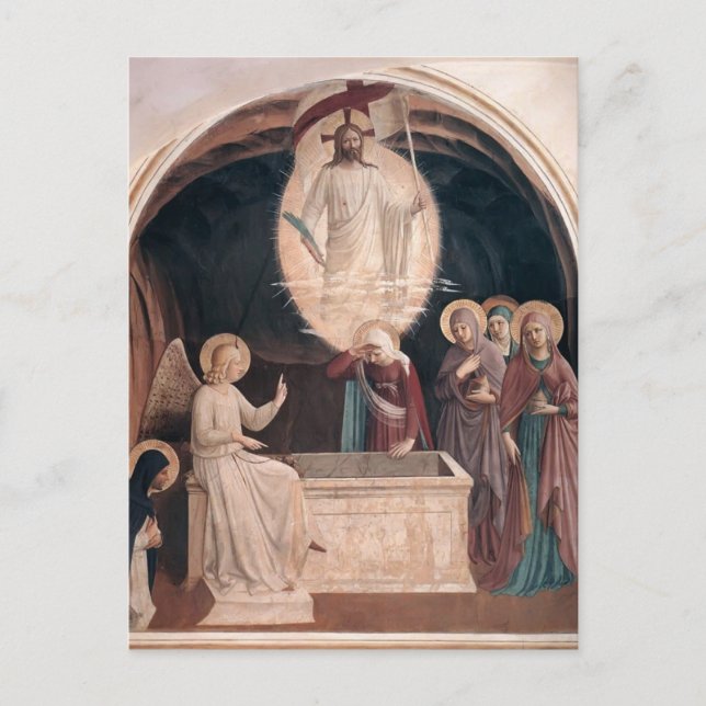 Carte Postale Fra Angelico-Résurrection du Christ, Femmes à la T (Devant)