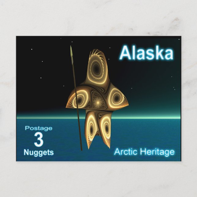 Carte Postale Fractal Inuit Hunter - Alaska Postage (Devant)