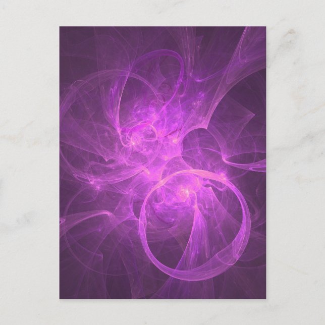 Carte Postale Fractale Abstraite rose et violet avec cercles (Devant)