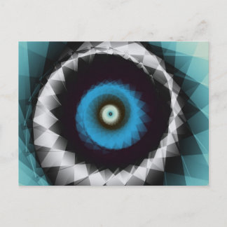 Carte Postale Fractale Psychédélique Silver Et Bleu Trippy