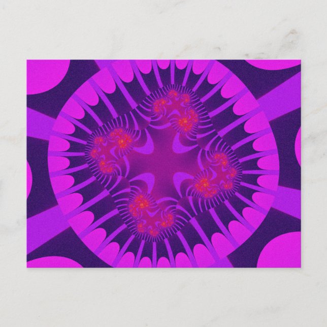 Carte Postale Fractale Rose et Violet Colorée (Devant)