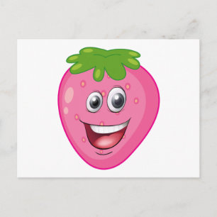 Carte Postale fraise avec visage