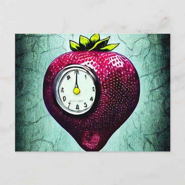 Carte Postale Fraise d'horloge surréaliste (Devant)