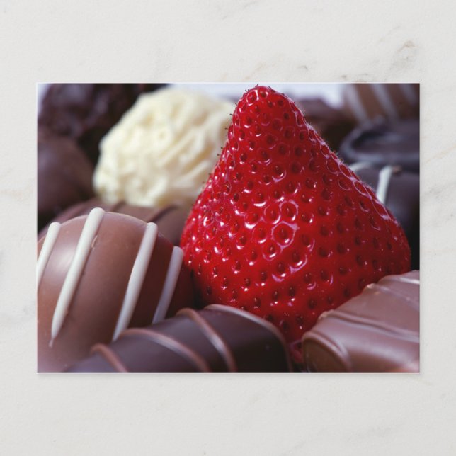 Carte Postale Fraise et chocolat (Devant)