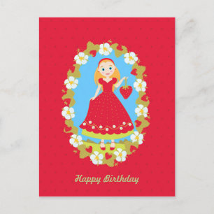 Carte Postale Fraise Fête d'anniversaire fille